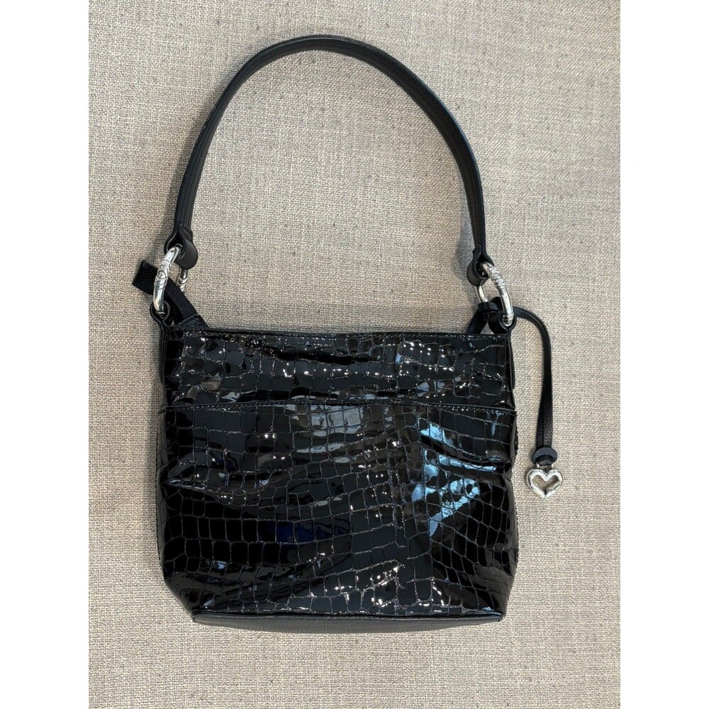 Brighton Cherie Soft Croco Purse Black Handbag Shoulder Bag